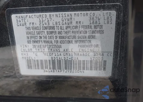 2018 Nissan Sentra Sv from USA, damaged, VIN 3N1AB7AP7JY225044